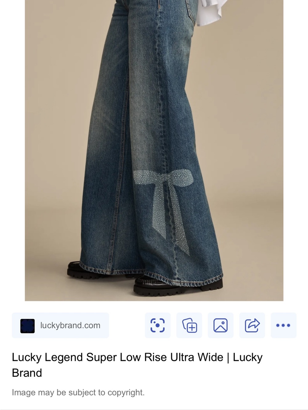 Lucky Brand Denim Wide-Leg Jeans with Bow Detail - Blue Wash